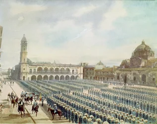 Das spanische Expeditionskorps in Vera Cruz im Jahr 1862 unter dem Befehl von General Juan Prim y Prats (1814-70)